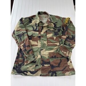 US Army Woodland Camo Hot Weather Coat Medium Short 1999 Patches